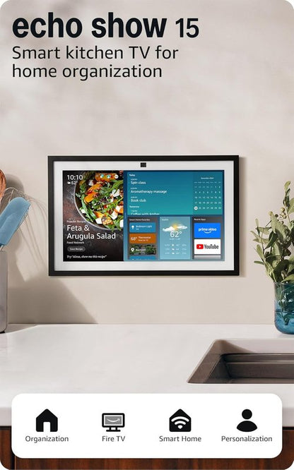 Echo Show 15 by Amazon - Full HD 15.6" Smart Kitchen Hub with Built-in Fire TV & Alexa Integration