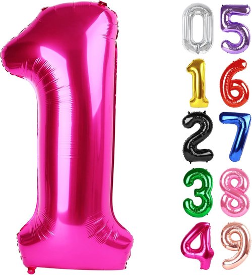 Hot Pink Number 1 Balloon - 40 Inch 1st Birthday Decoration for Boys & Girls | Shiny Party Supplies