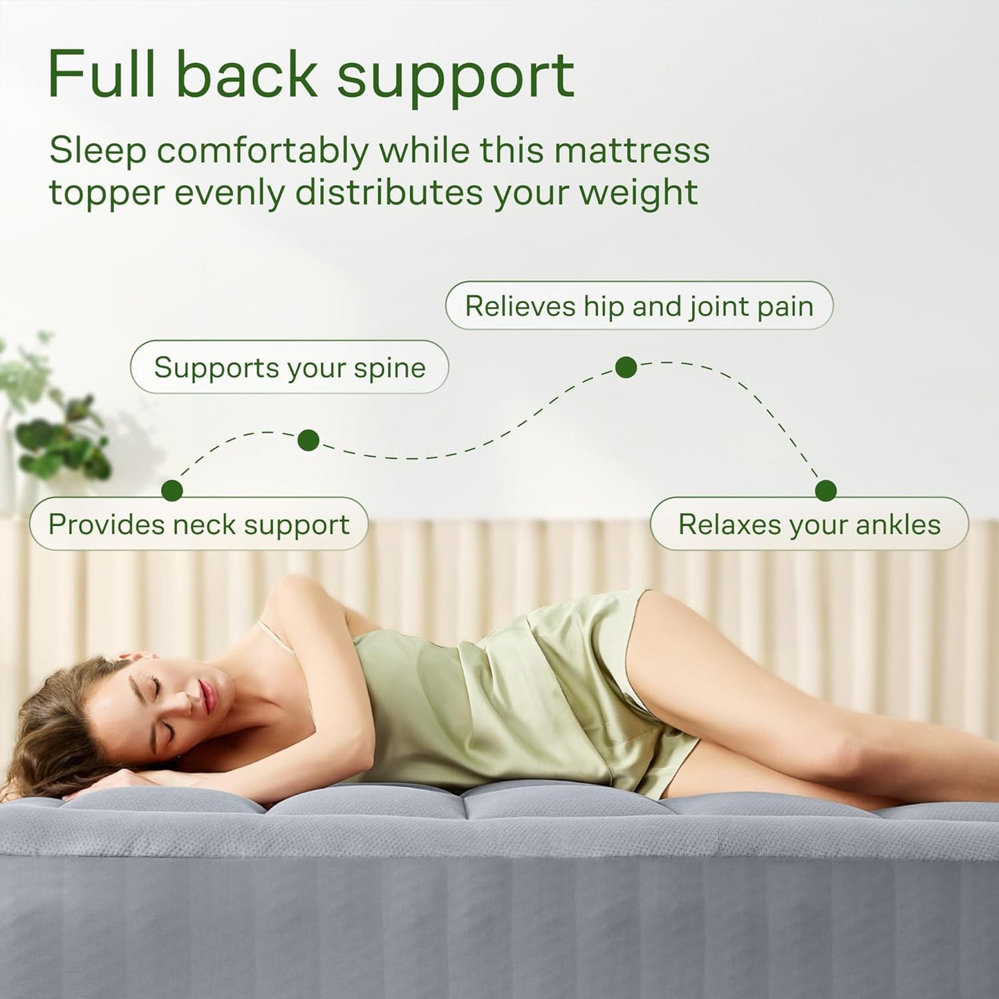 Skiennix Ultra Soft Queen Size Mattress Topper - Bamboo Viscose Pillow Top for Back Pain Relief - Naturally Cooling, Gray