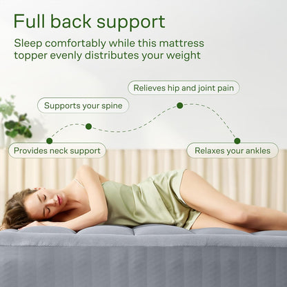 Niagara Ultra Soft Full XL Mattress Topper - Bamboo Viscose Pillow Top for Back Pain Relief | Naturally Cooling, Gray