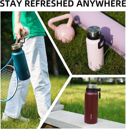 BJPKPK 40oz Insulated Water Bottle - BPA Free Stainless Steel Thermal Flask | Dark Green Color