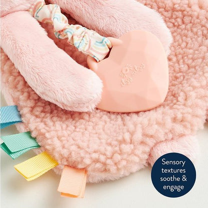 Itzy Ritzy - Itzy Lovey Baby Blanket with Teether & Textured Ribbons | Crinkle Sound, Sherpa Fabric (Pink Bunny)