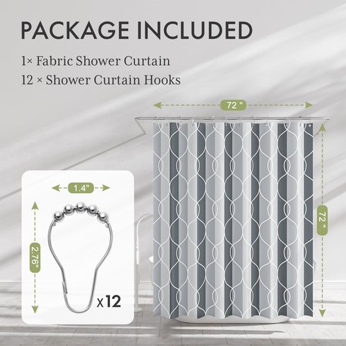 AmazerBath Shower Curtain Grey-Purple, Geometric Multi Color Block Cloth Shower Curtain Sets with 12 Shower Curtain Hooks, Washable Farmhouse Fabric Polyester Bathroom Shower Curtains, 72x72 Inches