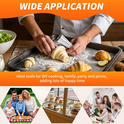 Skiennix 35-Piece Baking Mold Set - Stainless Steel Cannoli Forms & Puff Nozzle Tip for Cream Horns