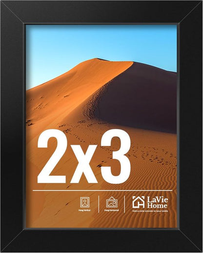 LaVie Home 2x3 Picture Frame - Classic Black Display Frame with HD Plexiglas | 1 Pack