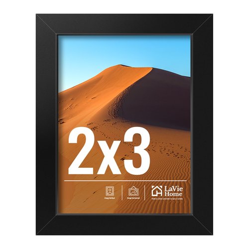 LaVie Home 2x3 Picture Frame, 2 x 3 Black Picture Frame with HD Plexiglas, 2 by 3 Display Frame 1 Pack, Classic Collection