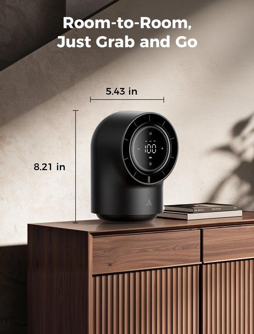 Aecooly Touch Control Desk Fan, 100 Speeds Quiet Bedroom Digital Display 8000mAh 3 Oscillation Angles Battery Powered Small Desktop Table Fan for Bedroom, Bedside, Office, Travel -Black