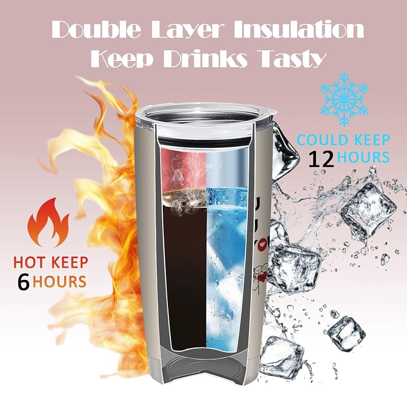 20oz Romantic Couple Stainless Steel Tumbler with Lid - Variation: I'm Keeping You