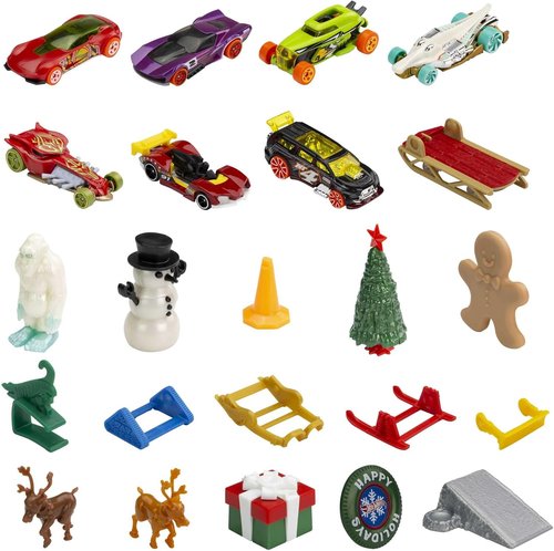 Hot Wheels | 2022 Advent Calendar Toy Cars - 8 1:64 Scale Vehicles & Holiday Accessories