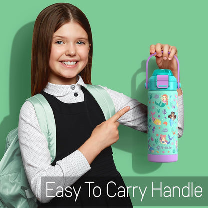 Skiennix Kids Insulated Water Bottle - 18oz Leak-Proof Stainless Steel Tumbler with 2-in-1 Lid | Dinosaur & Monster Design