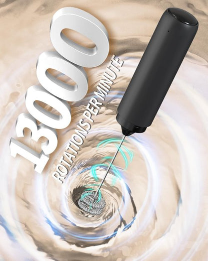 Circle Joy Rechargeable Milk Frother - Dual Coil Electric Whisk for Coffee & Matcha | Portable Handheld Mixer in Black