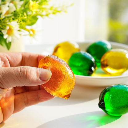 Skiennix Glass Lemon Figurine | Decorative Fruit Ornament for Home & Office | 1.7 x 2.3 Inches