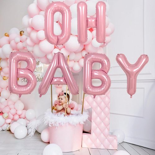 **Q Letter Balloon by [Brand Name] - 40 Inch Pastel Pink Foil Alphabet Balloon for Birthday Parties**