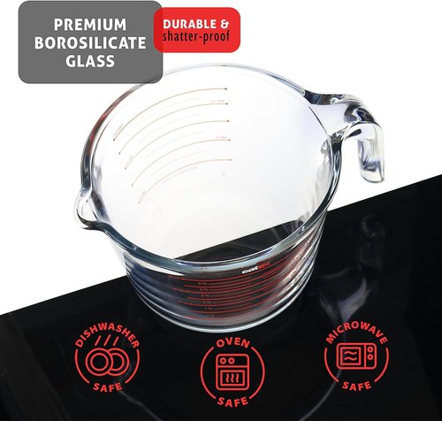 Eatex Glass Measuring Cups Set of 3 - Durable Liquid Measuring Cups | Dishwasher & Microwave Safe