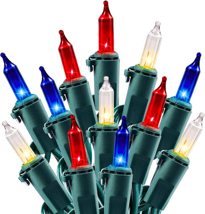 Minetom Christmas Lights - 100 Count Waterproof Mini String Lights for Indoor/Outdoor Holiday Decor | Red, White, Blue