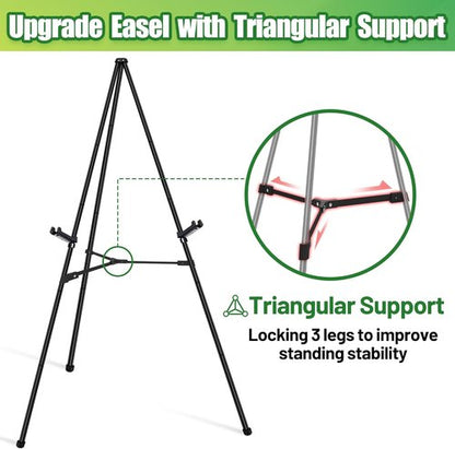 Display Easel Stand - 63" Adjustable Lightweight Poster Easel for Weddings & Paintings | Black