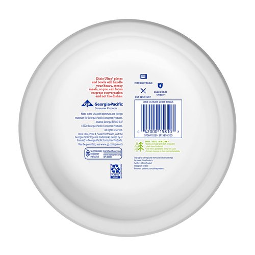 Dixie Ultra® Disposable Paper Bowls, 20 ounce, Dinner Size Printed Disposable Bowls, 56 Count (1 Pack of 56 Bowls),
