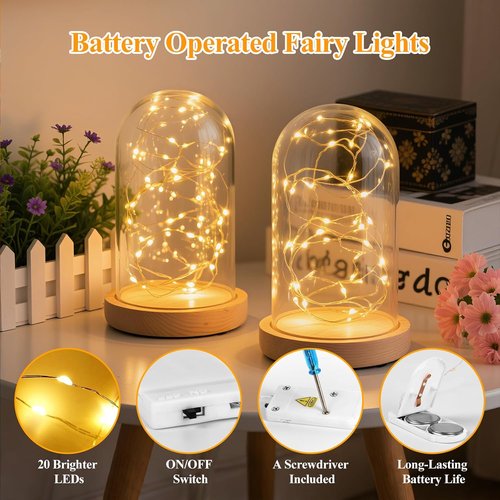 Lakumu Fairy Lights | 6-Pack Battery Operated 7FT String Lights - Waterproof Silver Wire for Mason Jars & Decor