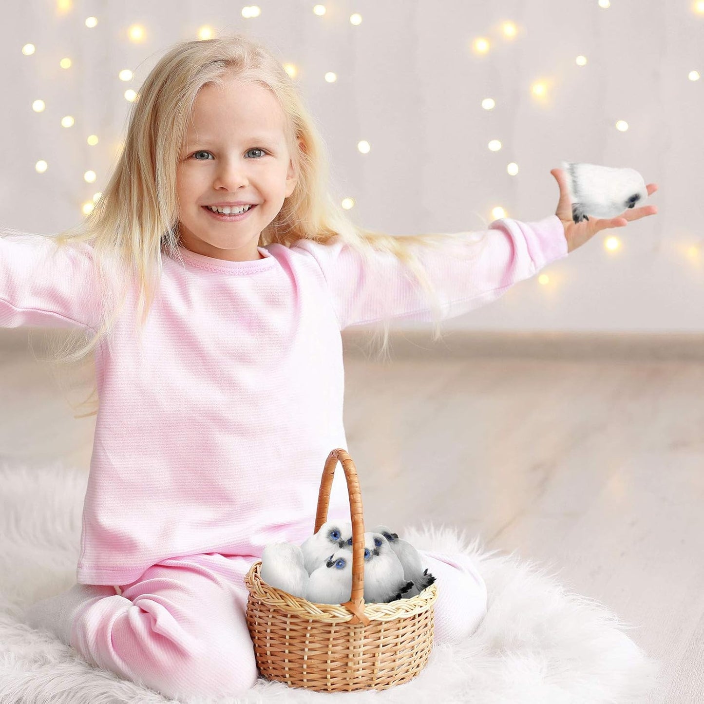 Skylety Mini Stuffed Owl Plush Toy - 3.2 Inch Soft White Hanging Ornament | Perfect for DIY Keychains & Gifts