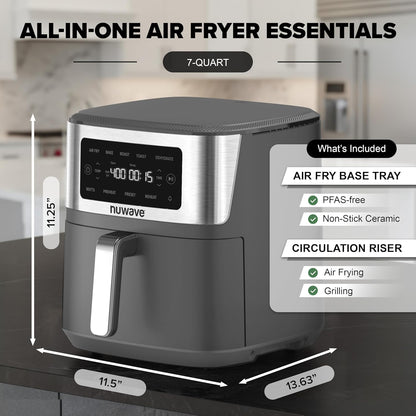 Nuwave Brio Plus 6-in-1 Air Fryer - 7 Qt Capacity | Precise Temp Control 50°F–400°F | Non-Toxic Nonstick