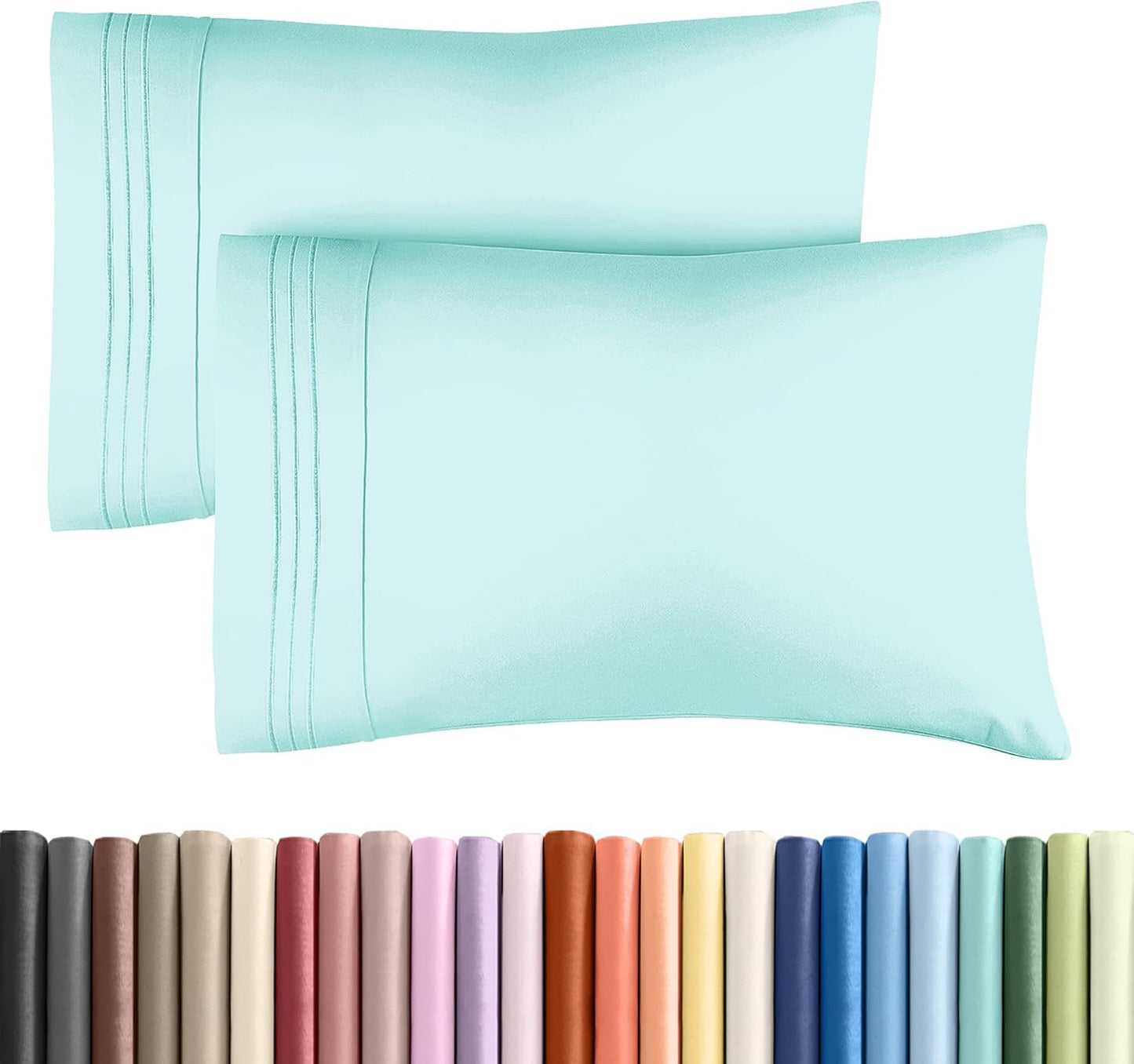 Skiennix Queen Pillow Cases Set of 2 | Ultra Soft Hotel Quality, Wrinkle-Free, Spa Blue