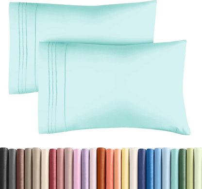 Skiennix Queen Pillow Cases Set of 2 | Ultra Soft Hotel Quality, Wrinkle-Free, Spa Blue