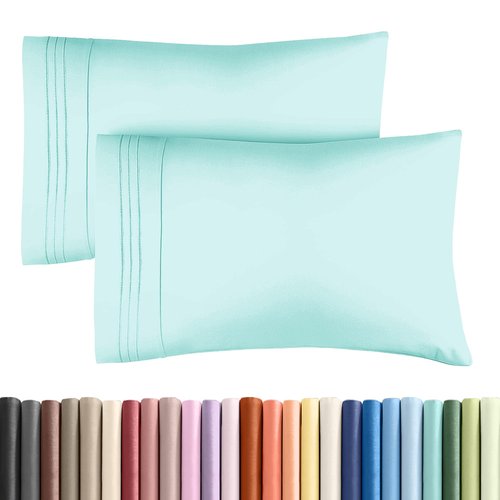 Standard Pillow Cases Set of 2 - Ultra-Soft Hotel Quality Pillowcase Covers - Comfy & Wrinkle Free - Stain & Fade Resistant - Machine Washable Pillow Protectors - 2 Piece Set - Standard Size Spa Blue