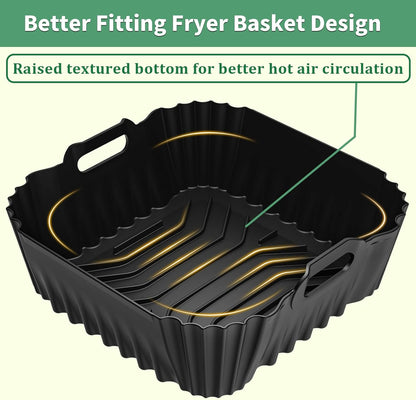 Skiennix 9-Inch Silicone Air Fryer Liners - Reusable Baking Accessories for Ninja & Cosori | 3 Pack