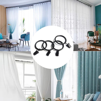 Skiennix 40 Pack Metal Curtain Rings - Durable Drapery Clips for Home & Office | 1.26 Inch Interior Diameter, Black
