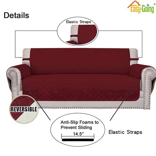 Easy-Going Chair Sofa Slipcover Reversible Sofa Cover Water Resistant Couch Cover Furniture Protector Cover with Elastic Straps for Pets Kids Children Dog Cat (Chair, Christmas Red/Ivory)