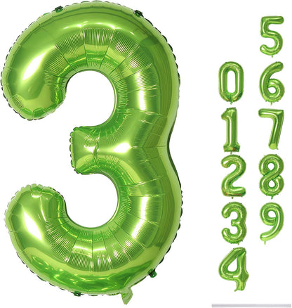 Skiennix 40-Inch Green Number 3 Balloons - Self-Inflating Foil Mylar for Birthday Parties & Anniversaries