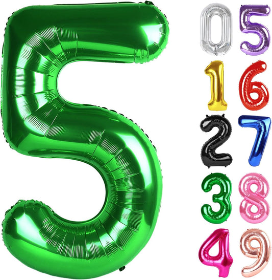 Number 5 Balloon by [Brand Name] - 40 Inch Dark Green Giant Foil Balloon for 5th Birthday Party Decorations