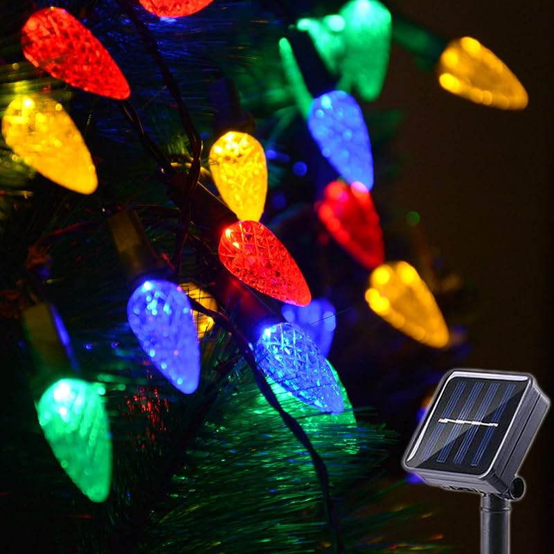 Solar Strawberry LED String Lights 50 LEDs - Multicolor C6, 21 ft, 8 Modes