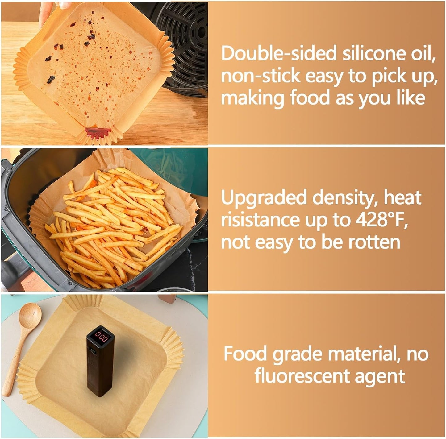 Skiennix 9-Inch Air Fryer Liners | 125PCS Non-Stick & Oil-Proof Baking Paper for Fryers & Ovens