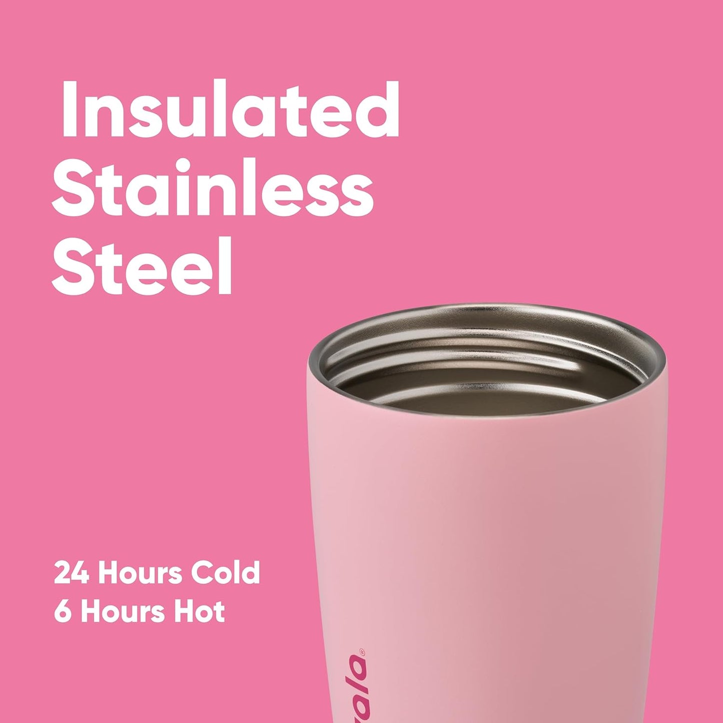 Owala SmoothSip Coffee Tumbler - Insulated Stainless Steel Travel Mug, BPA Free, 12 oz, Pink (Pucker Up)