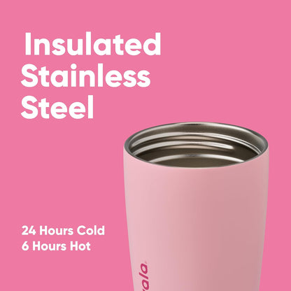 Owala SmoothSip Coffee Tumbler - Insulated Stainless Steel Travel Mug, BPA Free, 12 oz, Pink (Pucker Up)