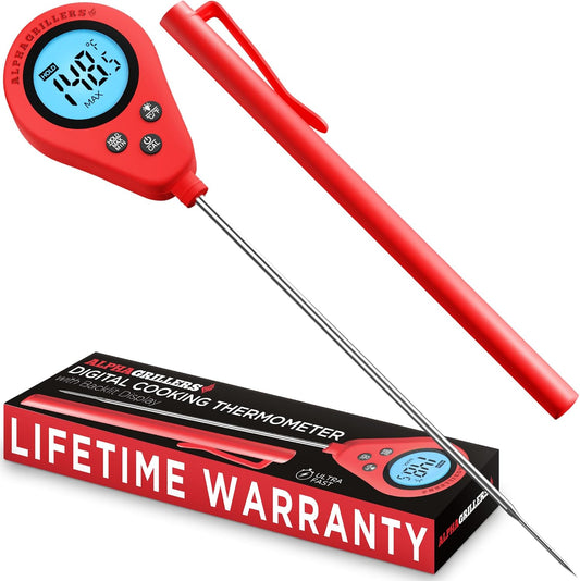 Alpha Grillers Instant Read Meat Thermometer - Digital Cooking Thermometer for Perfectly Cooked Meats | Fast Probe Design