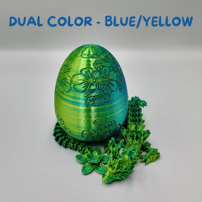 Skiennix Surprise Cherry Blossom Dragon Egg - 14" Articulating Joints for Stress Relief | Blue/Yellow