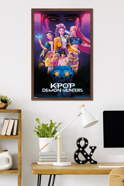 Netflix KPop Demon Hunters Wall Poster - Framed Mahogany Version, 34L x 22.4W