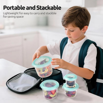 U-Taste Silicone Food Container Set - 4oz x 2, Airtight & Stackable, Freezer/Microwave Safe, Aqua Sky