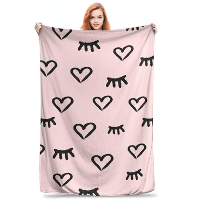 Lashes & Love Flannel Throw Blanket - Soft, Warm, Comfy, Lightweight,Fuzzy, Ideal for Couch, Bedroom, Travel, Living Room - Anti-Pilling, Cozy Plush Comfort for Bed & Outdoor Activities 50in×60in