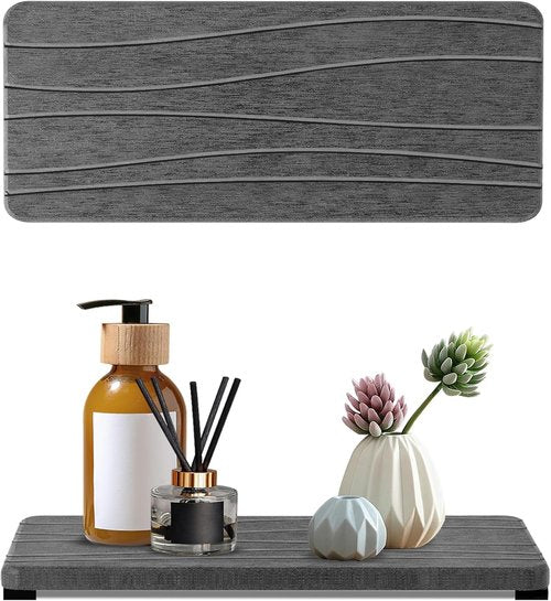 Diatomite Coasters by Skiennix - Fast Drying Water Absorbing Stone Tray Set | 2PCS for Kitchen & Bathroom