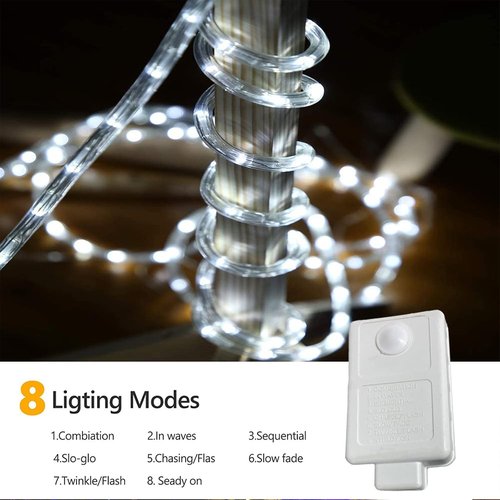 360 LED Rope Lights by [Brand Name] - 50ft Waterproof Flexible Tube Lights with 8 Modes for Outdoor & Indoor Decor