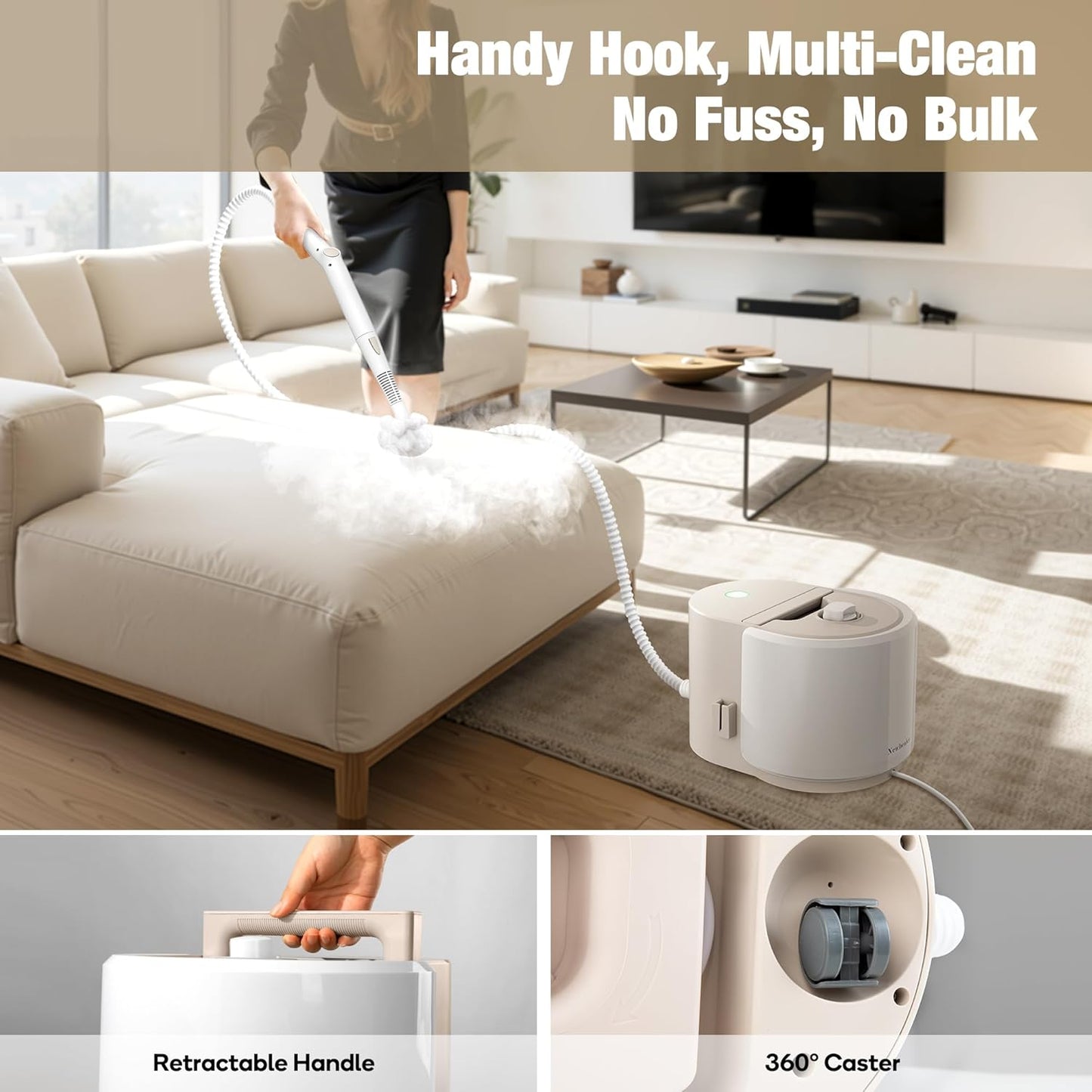 Newbealer Handheld Steamer - Multi-Purpose Steam Cleaner with 12-Piece Accessory Kit | Stainless Steel Boiler, Max 5 Bar Pressure