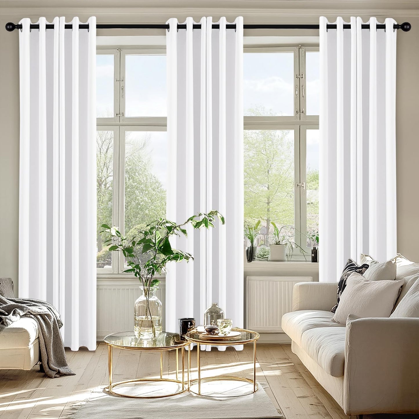 MIULEE Pure White Curtains - Thermal Insulated Room Darkening Drapes | 72-Inch Grommet Top Panels