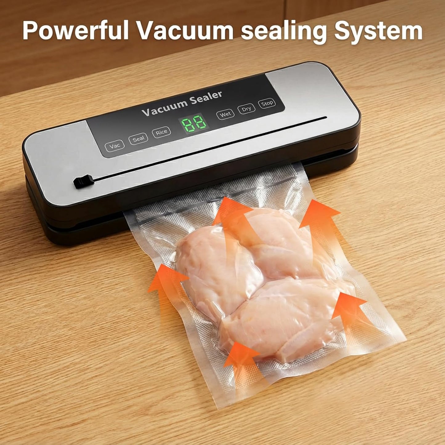 Vacuum Sealer Machine - 6-in-1 Automatic Food Sealer with Built-in Cutter & 30 Storage Bags | Compact for Freezer Preservation