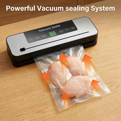 Vacuum Sealer Machine - 6-in-1 Automatic Food Sealer with Built-in Cutter & 30 Storage Bags | Compact for Freezer Preservation