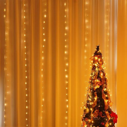 Dazzle Bright Curtain String Lights - 300 LED Warm White Fairy Lights | 9.8ft x 9.8ft, Waterproof with 8 Modes