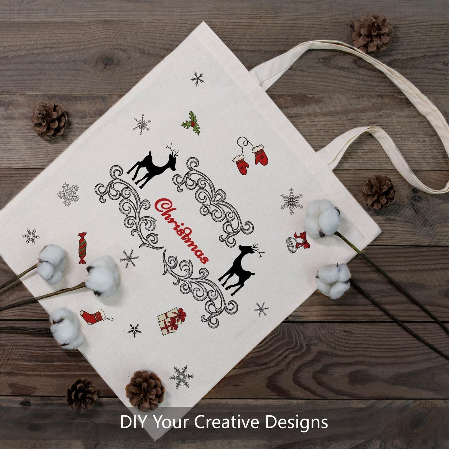 TOPDesign Cotton Tote Bags - Lightweight & Reusable Grocery Shopping Bags | 6-Pack for DIY & Promotions
