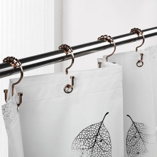 BBV Shower Curtain Hooks Rings, 12 Pcs Rust Resistant Metal Double Glide Shower Hooks for Bathroom Shower Rods Curtains (Bronze)